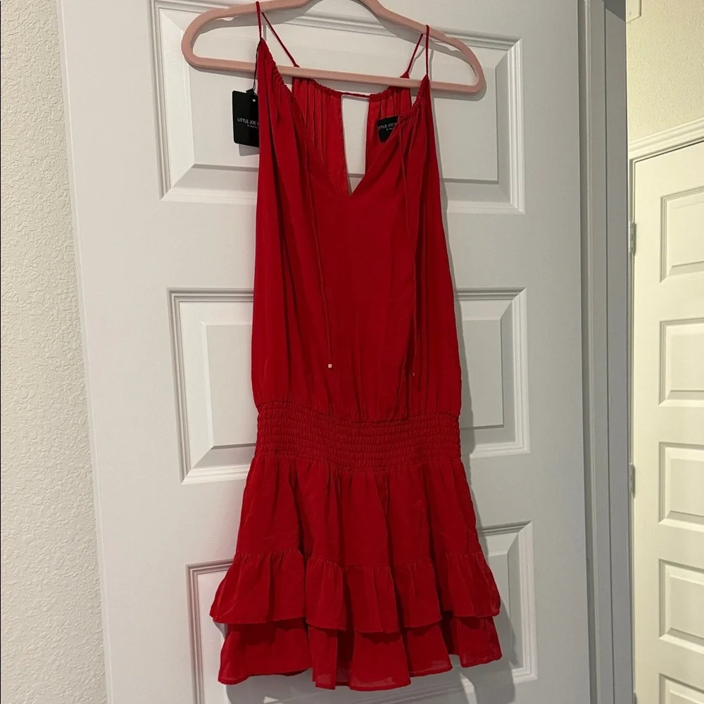 Chic Red Ruffle Mini Dress - Picture 7 of 8